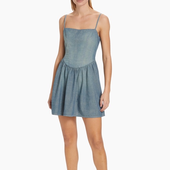 RE/DONE x PAMELA ANDERSON Collection - Light Blue Denim Mini Dress - Picture 1 of 9